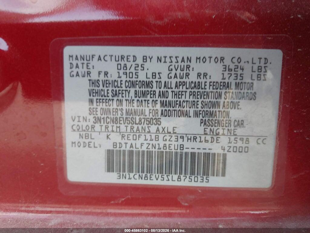 3N1CN8EV5SL875035 2025 NISSAN VERSA photo no. 9