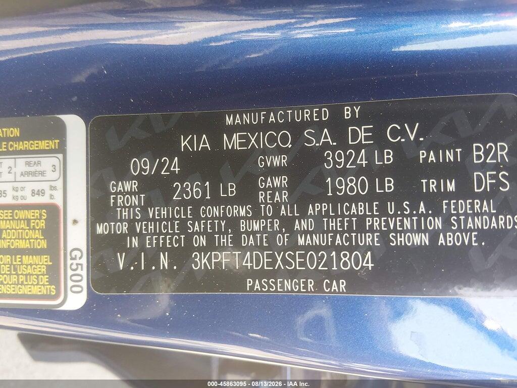 3KPFT4DEXSE021804 2025 KIA K4 photo no. 9
