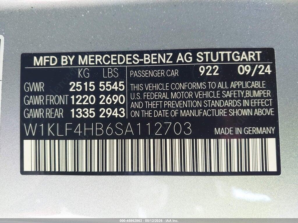 W1KLF4HB6SA112703 2025 MERCEDES-BENZ E 350 photo no. 9