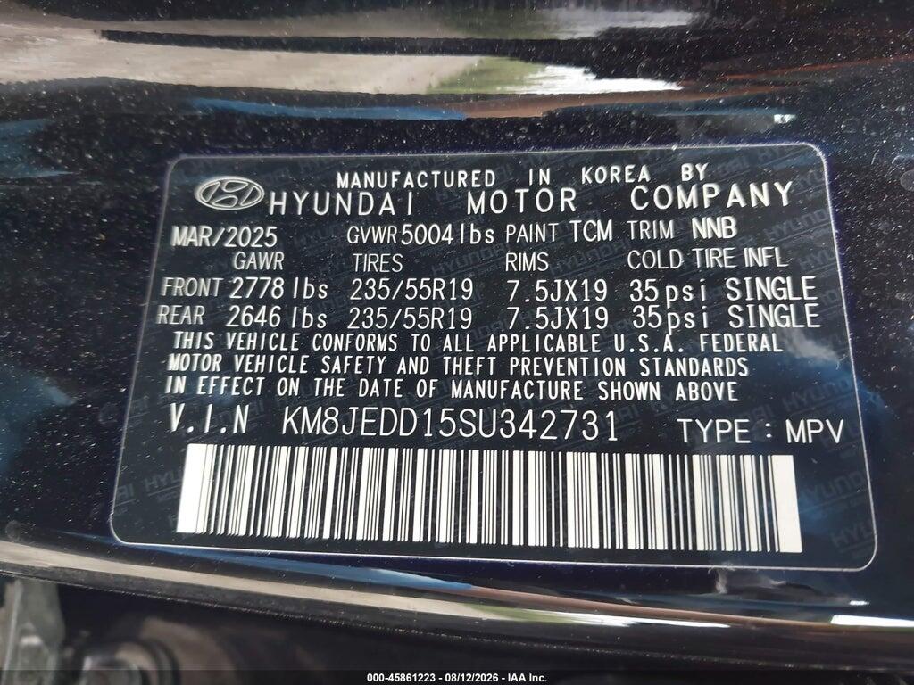 KM8JEDD15SU342731 2025 HYUNDAI TUCSON HYBRID photo no. 9