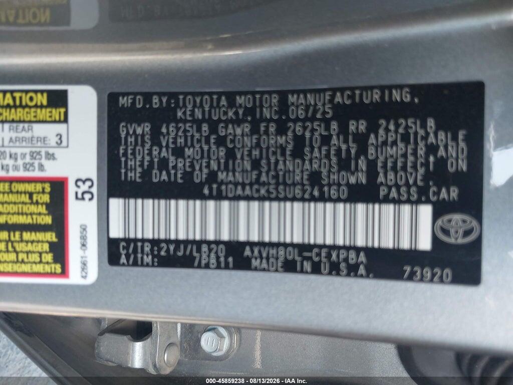 4T1DAACK5SU624160 2025 TOYOTA CAMRY photo no. 9