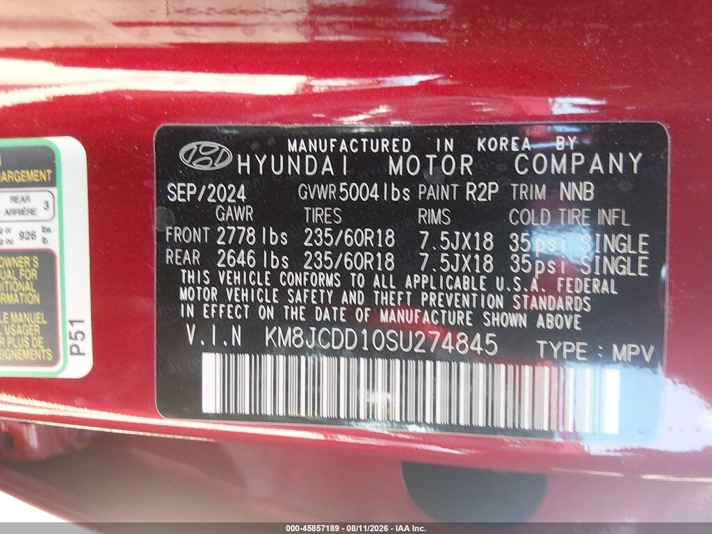 KM8JCDD10SU274845 2025 HYUNDAI TUCSON HYBRID photo no. 9
