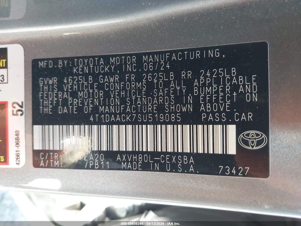 4T1DAACK7SU519085 2025 TOYOTA CAMRY photo no. 9