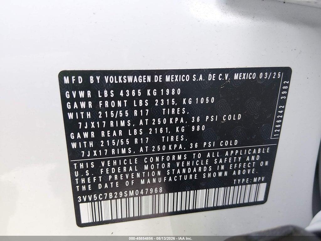 3VV5C7B29SM047968 2025 VOLKSWAGEN TAOS photo no. 9