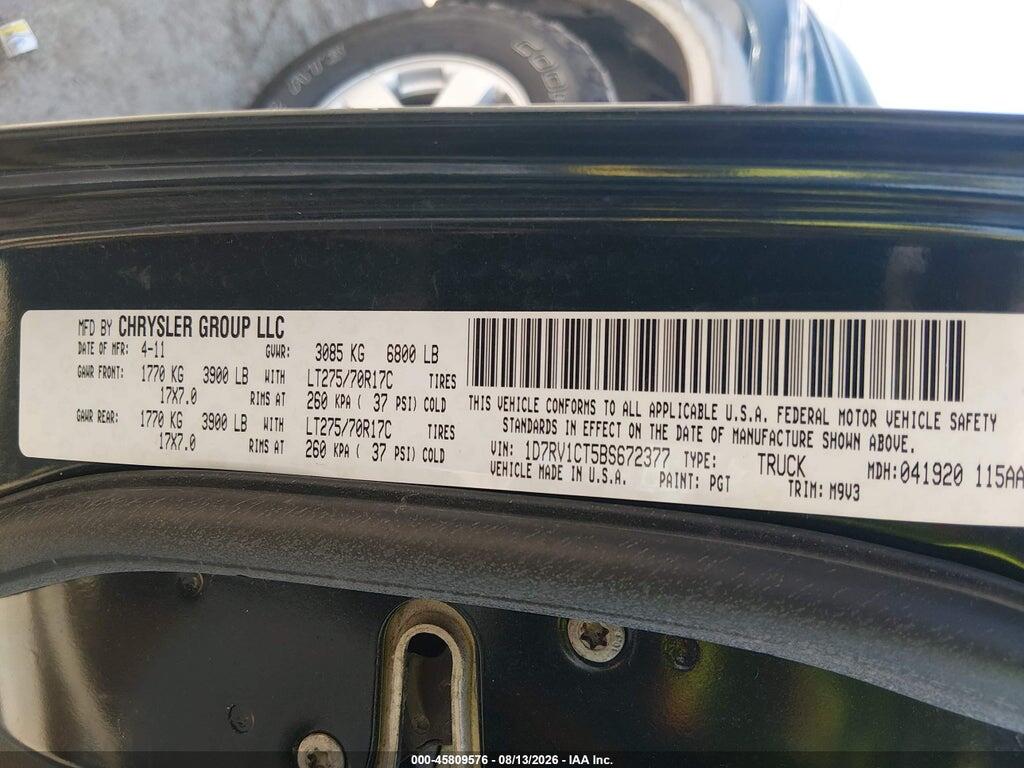 1D7RV1CT5BS672377 2011 RAM RAM 1500 photo no. 9