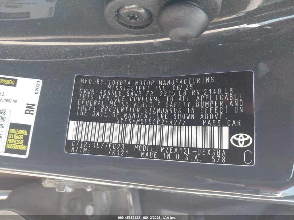 5YFS4MCE5SP244277 2025 TOYOTA COROLLA photo no. 9