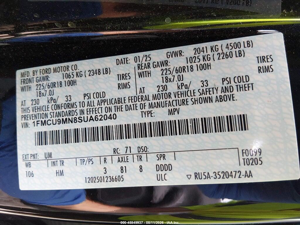 1FMCU9MN8SUA62040 2025 FORD ESCAPE photo no. 9