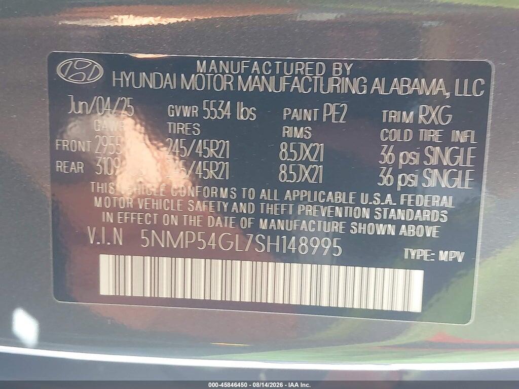 5NMP54GL7SH148995 2025 HYUNDAI SANTA FE photo no. 9