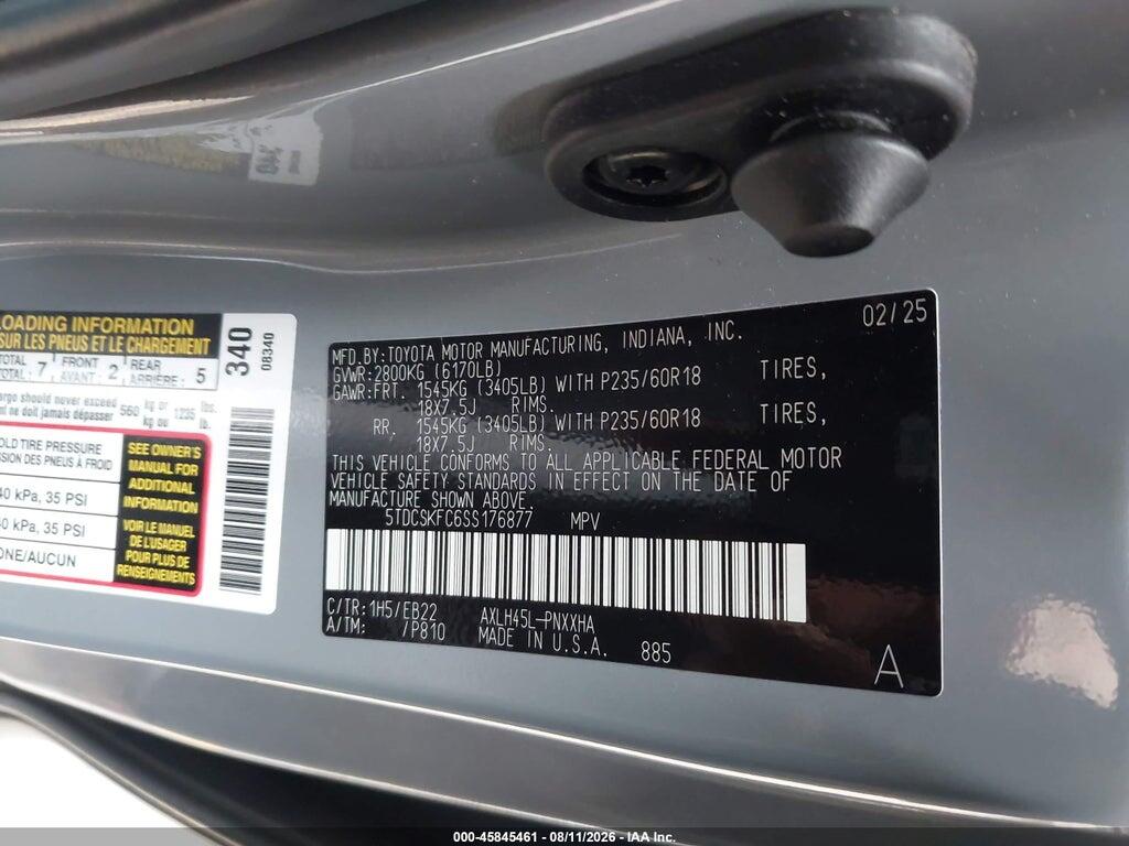 5TDCSKFC6SS176877 2025 TOYOTA SIENNA photo no. 9