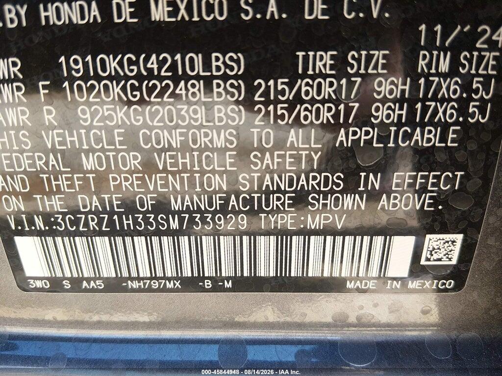 3CZRZ1H33SM733929 2025 HONDA HR-V photo no. 9