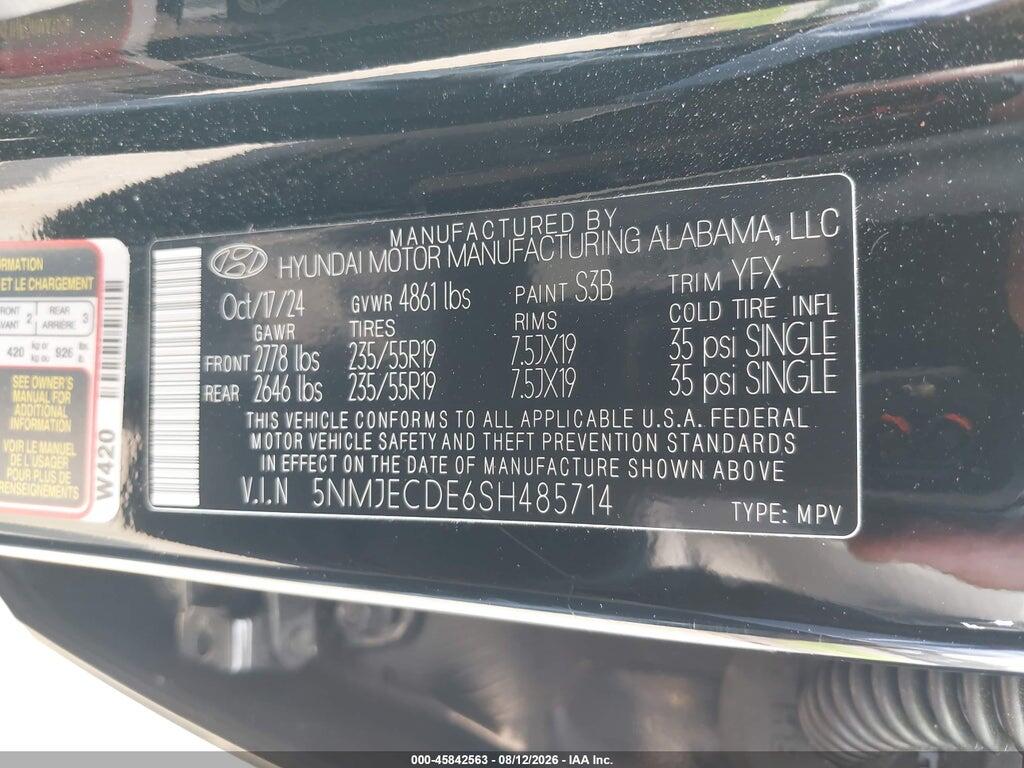 5NMJECDE6SH485714 2025 HYUNDAI TUCSON photo no. 9