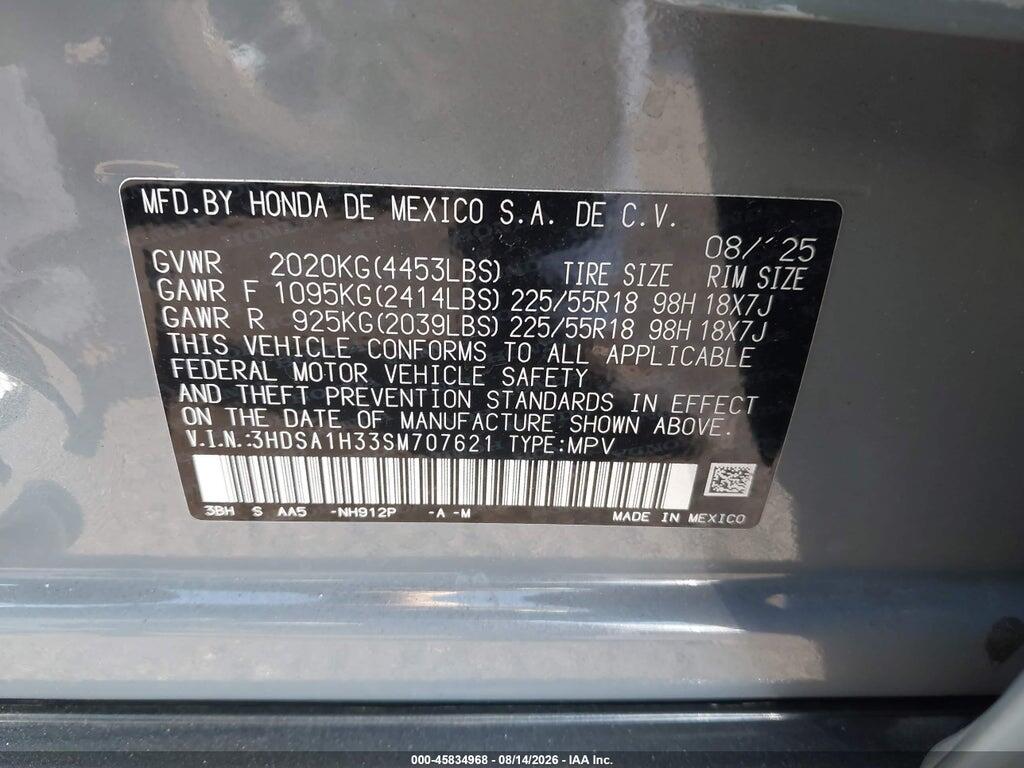 3HDSA1H33SM707621 2025 ACURA ADX photo no. 9