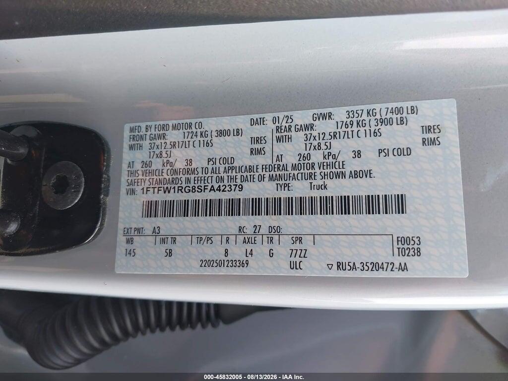1FTFW1RG8SFA42379 2025 FORD F-150 photo no. 9