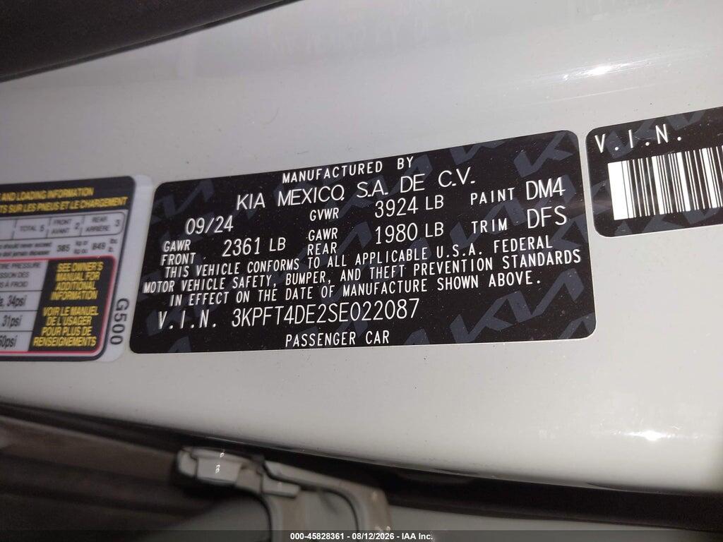 3KPFT4DE2SE022087 2025 KIA K4 photo no. 9