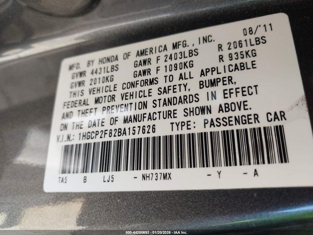 1HGCP2F82BA157626 2011 HONDA ACCORD photo no. 9