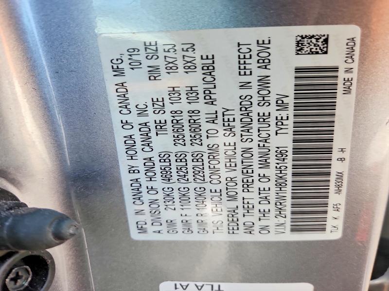 2HKRW1H80KH514961 2019 HONDA CR-V photo no. 12