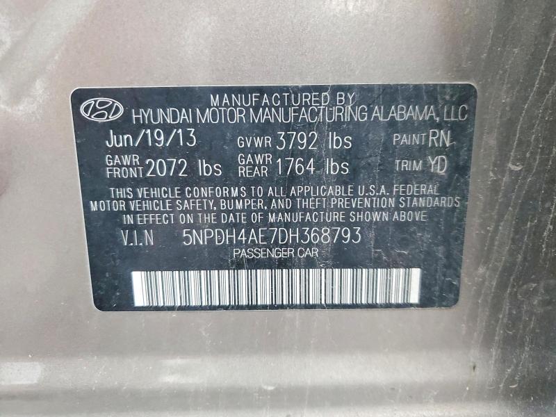 5NPDH4AE7DH368793 2013 HYUNDAI ELANTRA photo no. 12