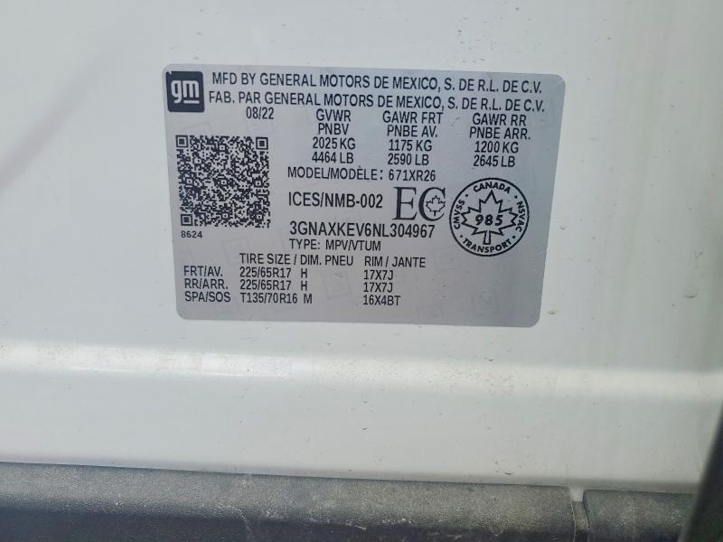 3GNAXKEV6NL304967 2022 CHEVROLET EQUINOX photo no. 12