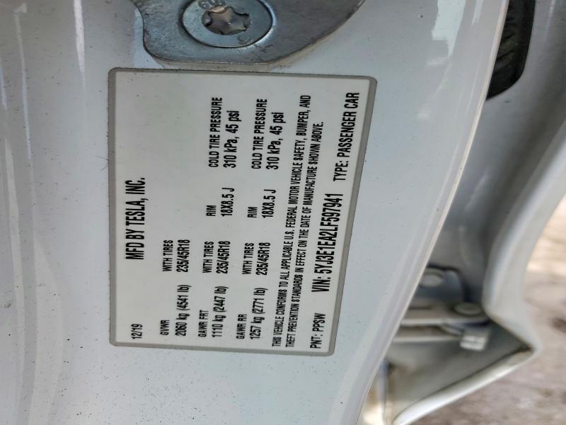 5YJ3E1EA2LF597941 2020 TESLA MODEL 3 photo no. 12