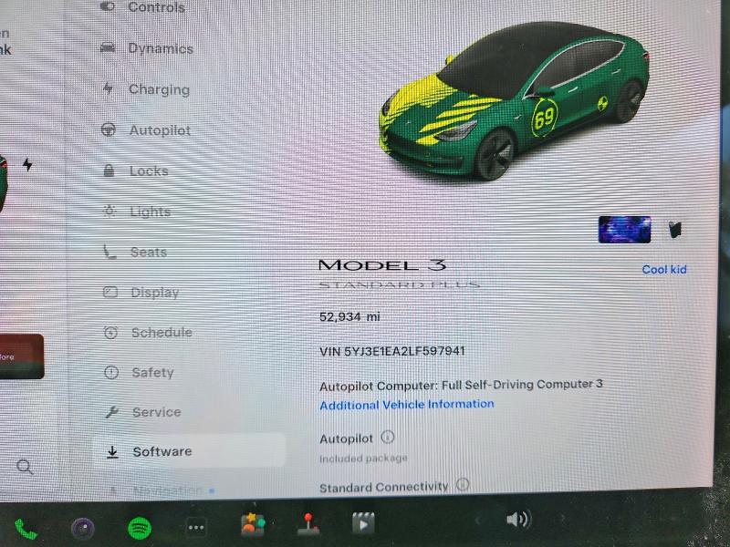 5YJ3E1EA2LF597941 2020 TESLA MODEL 3 photo no. 9