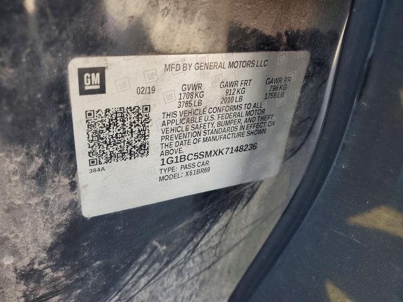 1G1BC5SMXK7148236 2019 CHEVROLET CRUZE photo no. 12