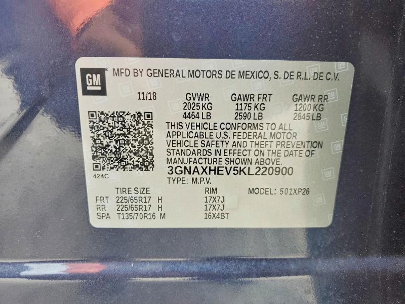 3GNAXHEV5KL220900 2019 CHEVROLET EQUINOX photo no. 12