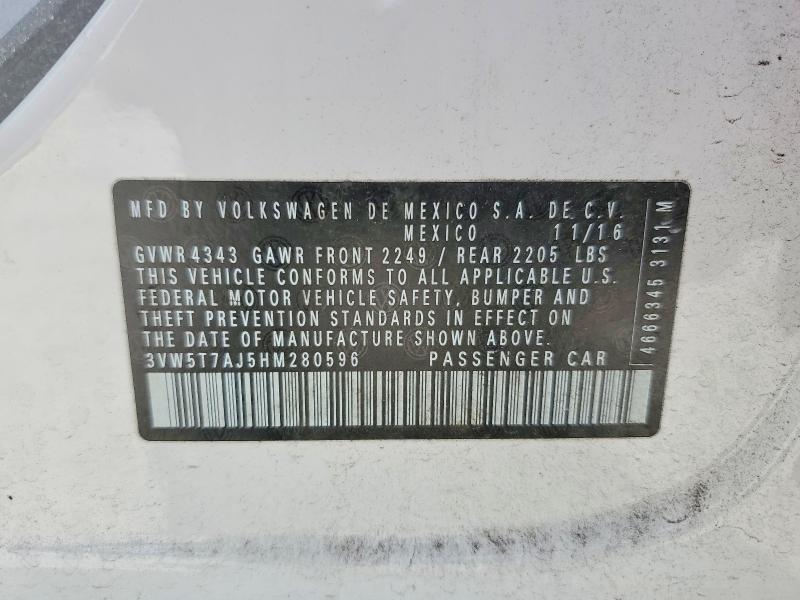 3VW5T7AJ5HM280596 2017 VOLKSWAGEN JETTA photo no. 12