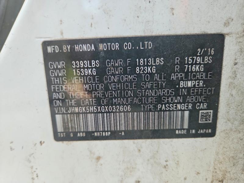 JHMGK5H5XGX032606 2016 HONDA FIT photo no. 12