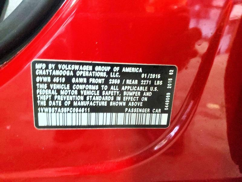 2015 VOLKSWAGEN PASSAT SE — Фото 13 из 13