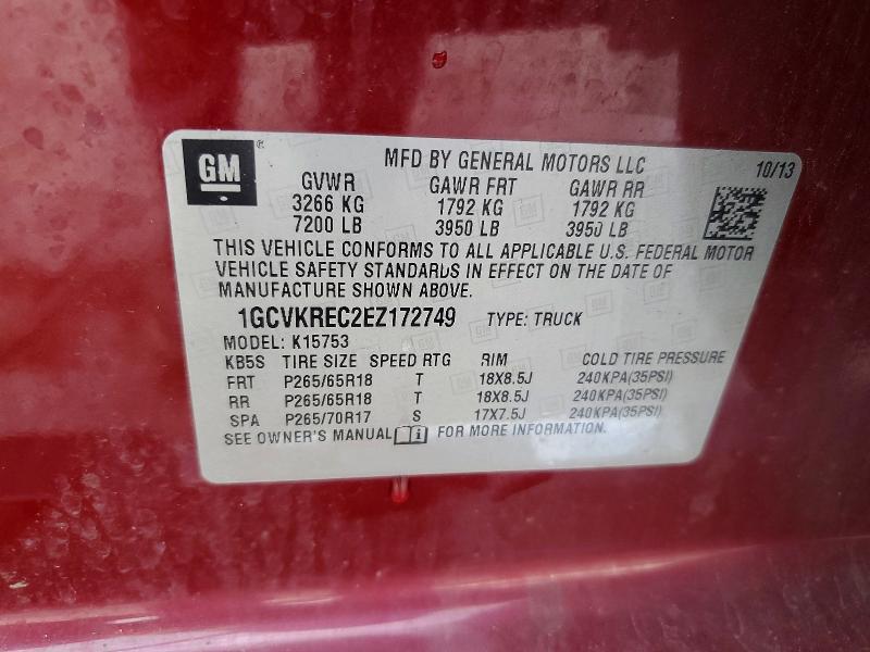 1GCVKREC2EZ172749 2014 CHEVROLET SILVERADO photo no. 12