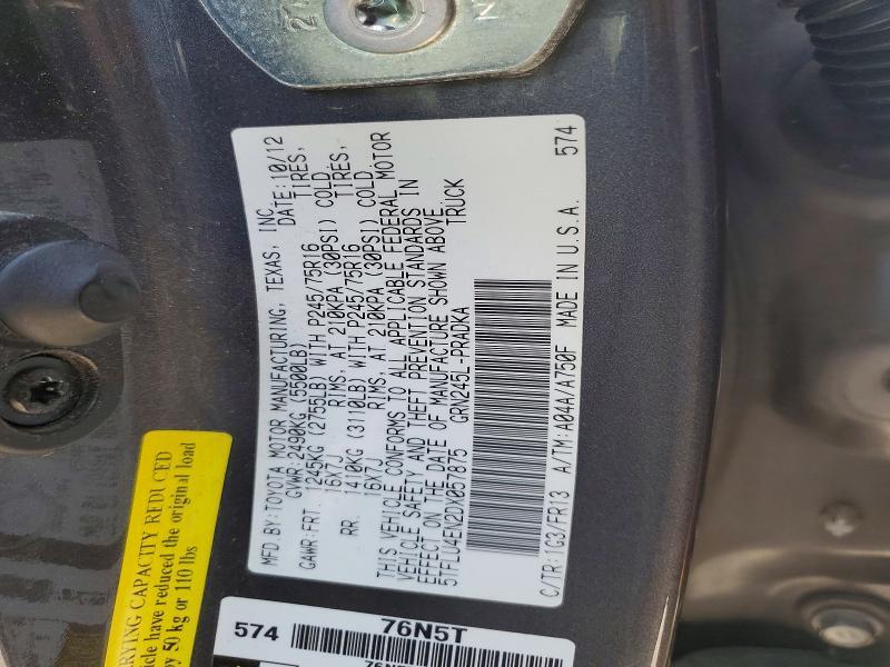 5TFLU4EN2DX057875 2013 TOYOTA TACOMA photo no. 12