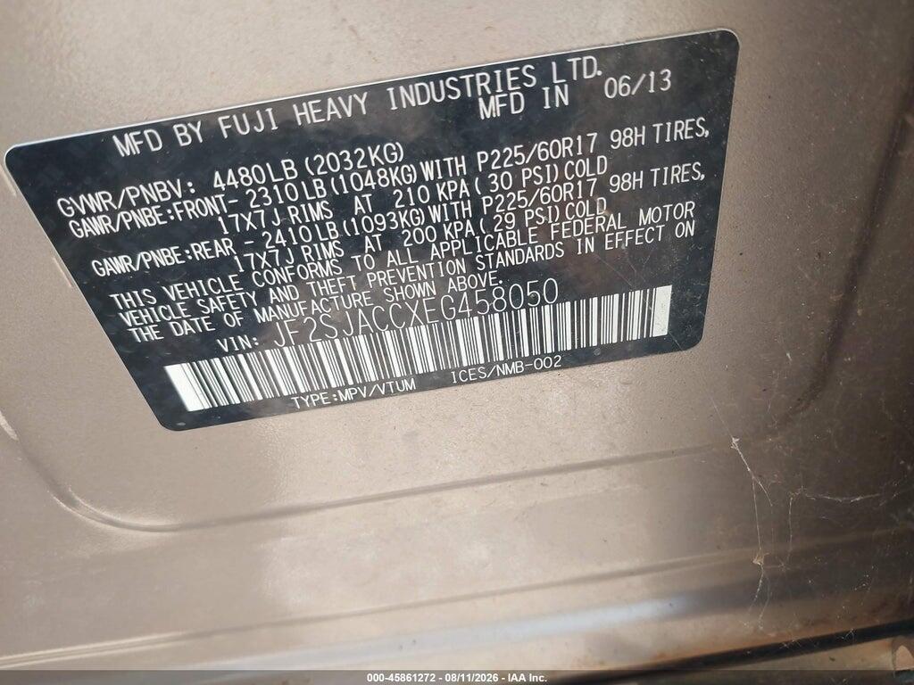 JF2SJACCXEG458050 2014 SUBARU FORESTER photo no. 9