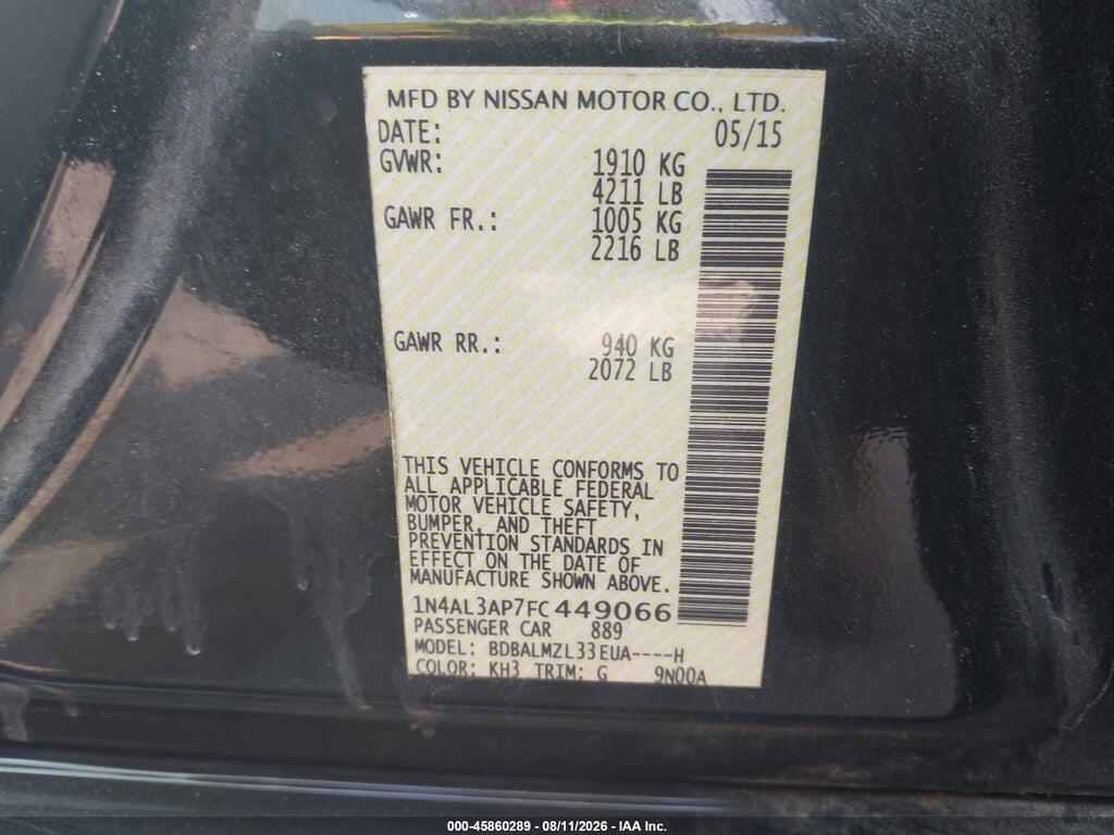 1N4AL3AP7FC449066 2015 NISSAN ALTIMA photo no. 9