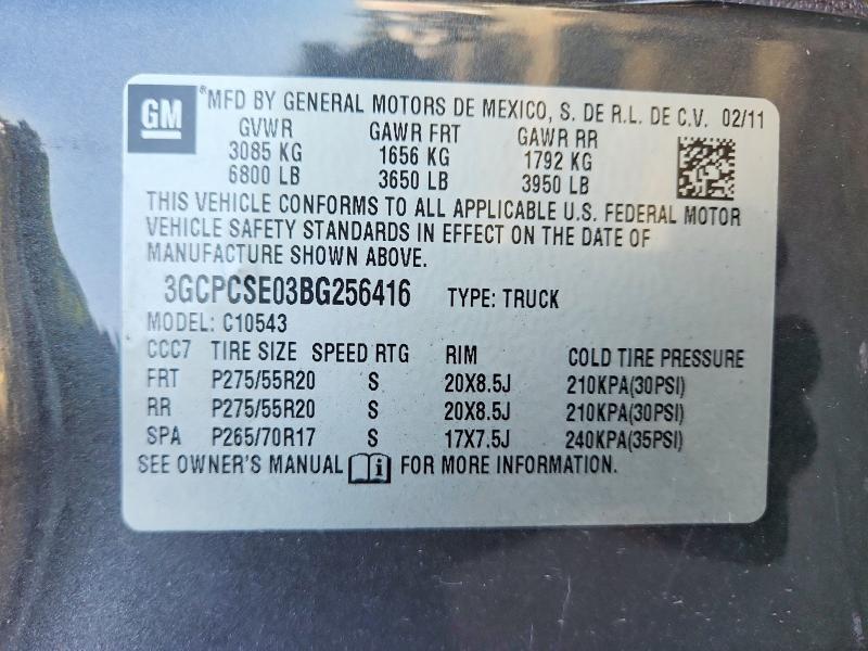 3GCPCSE03BG256416 2011 CHEVROLET SILVERADO photo no. 12