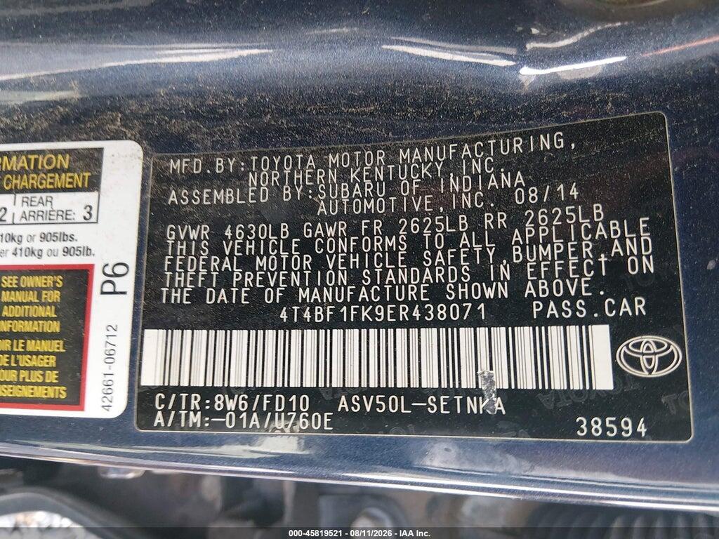 4T4BF1FK9ER438071 2014 TOYOTA CAMRY photo no. 9