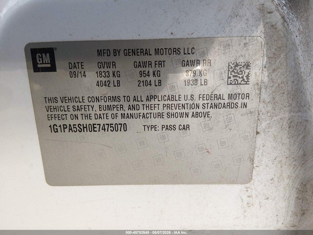 1G1PA5SH0E7475070 2014 CHEVROLET CRUZE photo no. 9