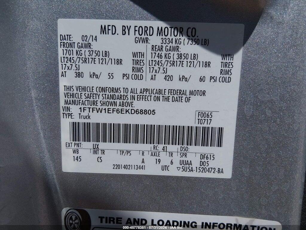 1FTFW1EF6EKD68805 2014 FORD F-150 photo no. 9