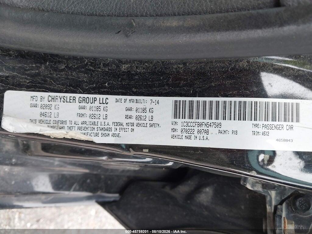 1C3CCCFB0FN547509 2015 CHRYSLER 200 photo no. 9