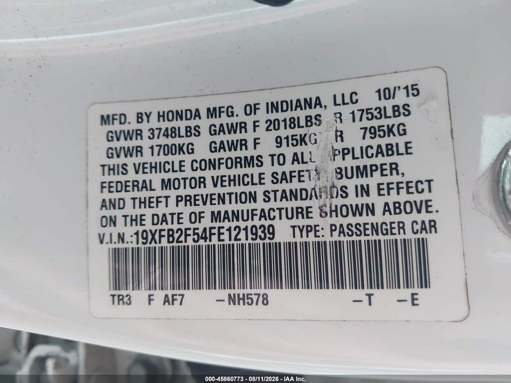 19XFB2F54FE121939 2015 HONDA CIVIC photo no. 9