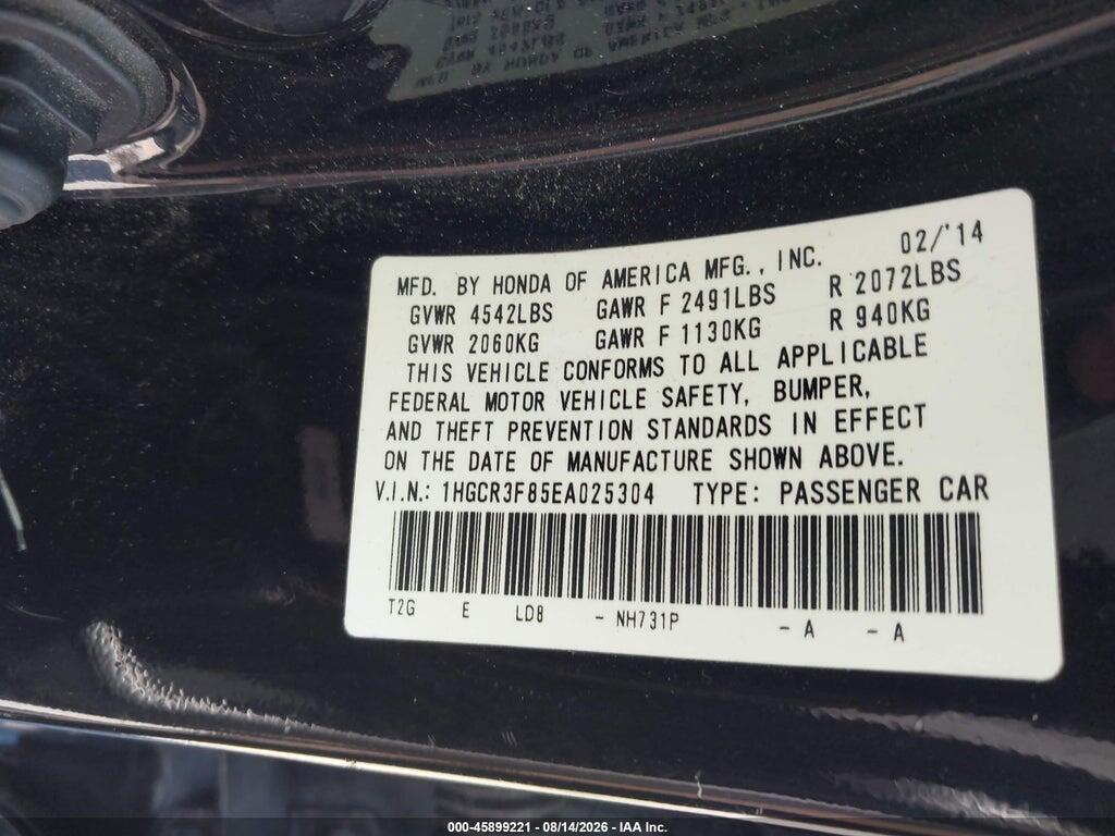 1HGCR3F85EA025304 2014 HONDA ACCORD photo no. 9