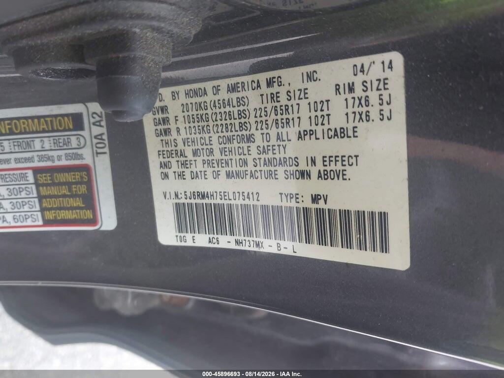 5J6RM4H75EL075412 2014 HONDA CR-V photo no. 9