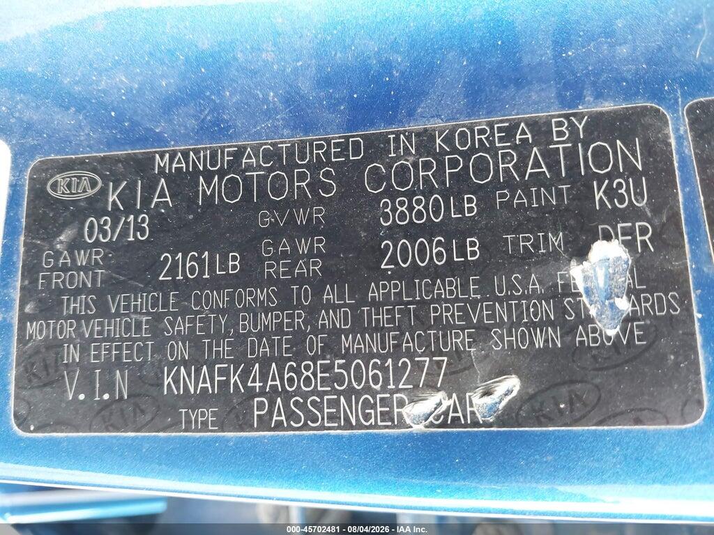 KNAFK4A68E5061277 2014 KIA FORTE photo no. 9