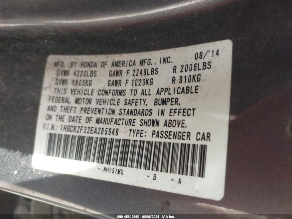 1HGCR2F32EA265649 2014 HONDA ACCORD photo no. 9