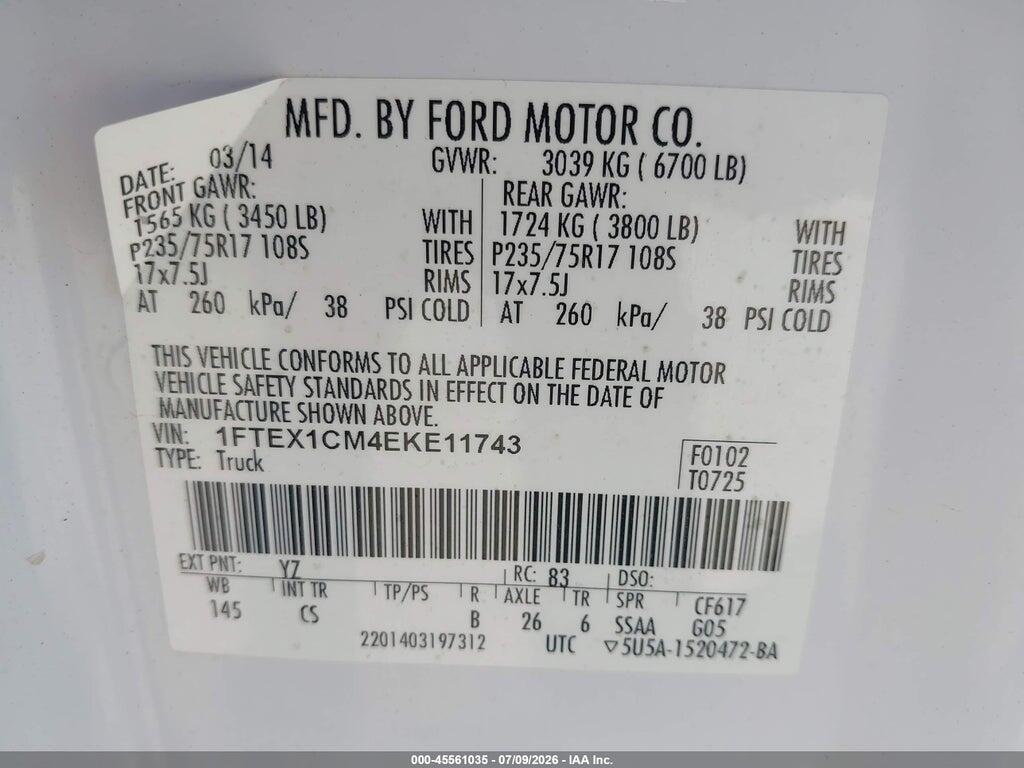 1FTEX1CM4EKE11743 2014 FORD F-150 photo no. 9