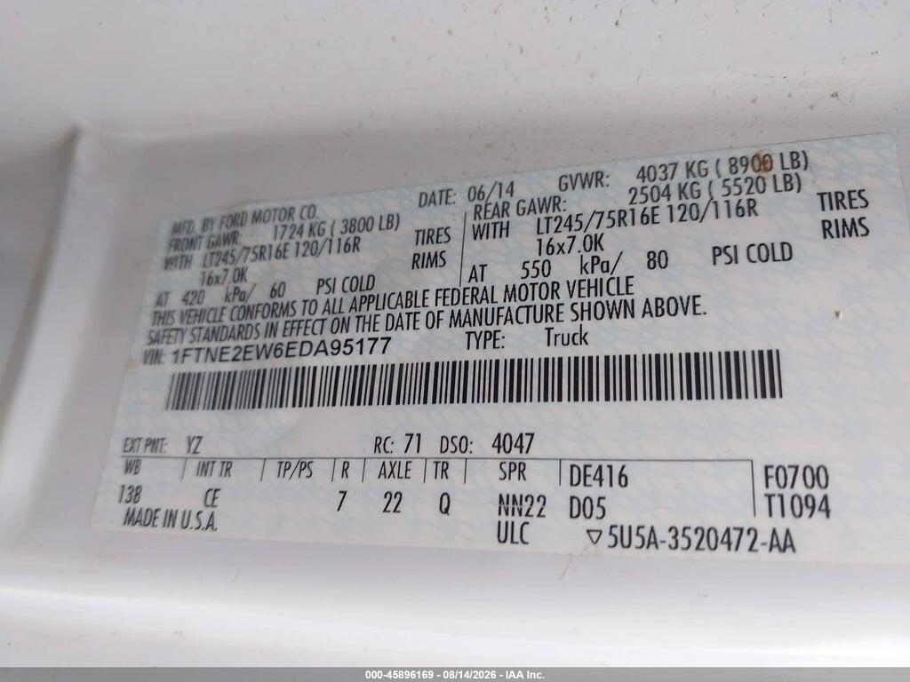 1FTNE2EW6EDA95177 2014 FORD E-250 photo no. 9