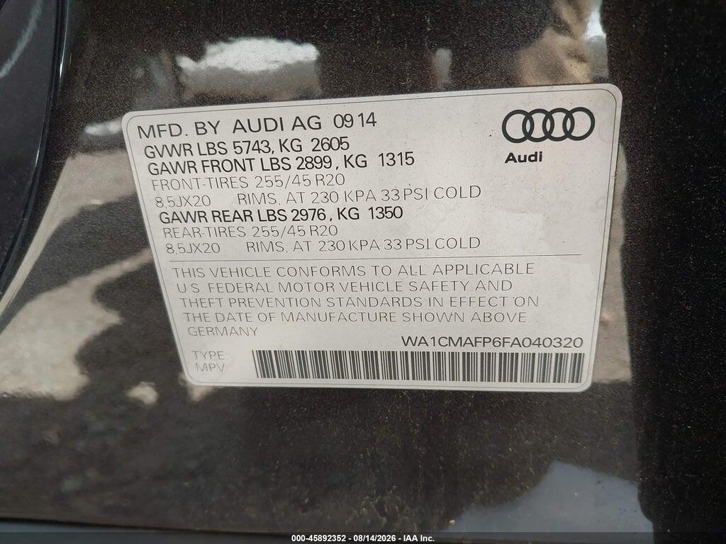 WA1CMAFP6FA040320 2015 AUDI Q5 photo no. 9