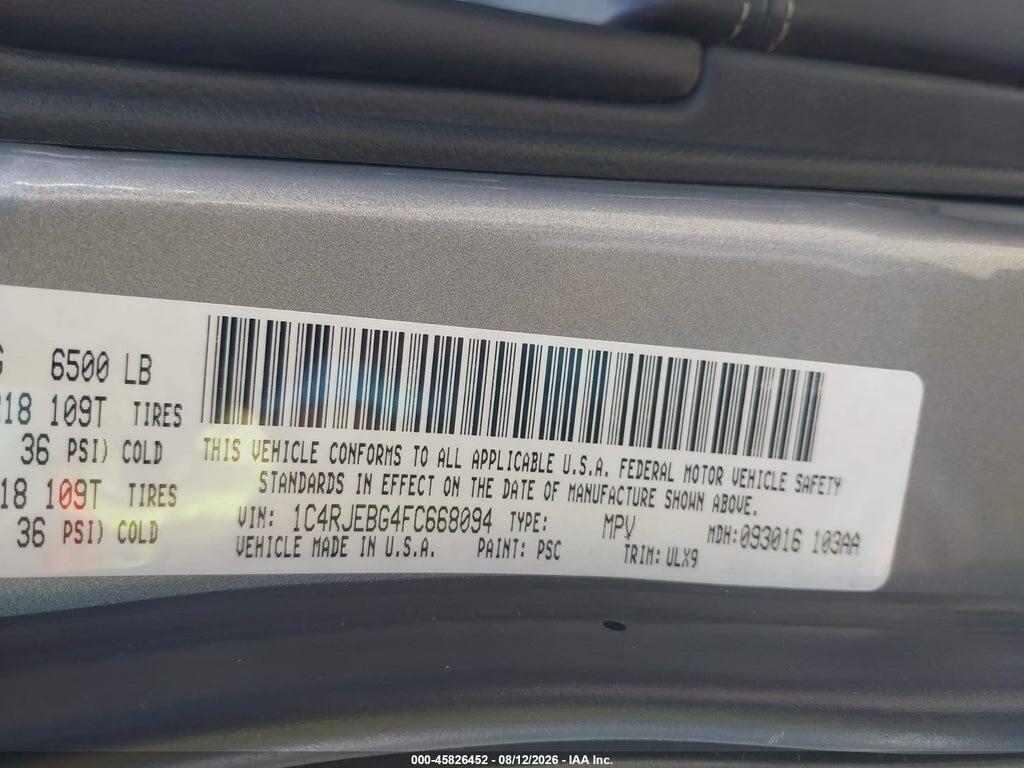 1C4RJEBG4FC668094 2015 JEEP GRAND CHEROKEE photo no. 9
