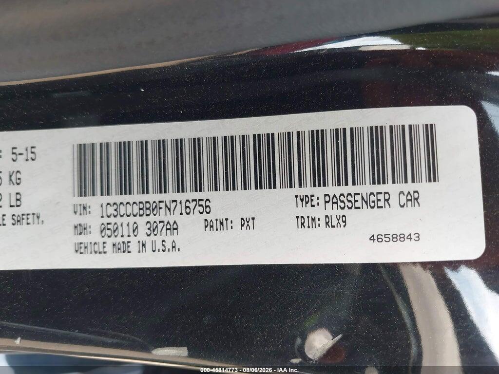 1C3CCCBB0FN716756 2015 CHRYSLER 200 photo no. 9