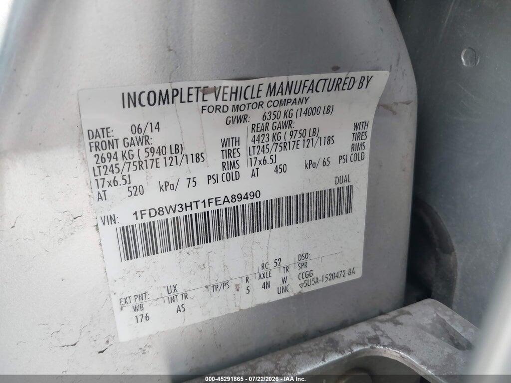 1FD8W3HT1FEA89490 2015 FORD F-350 CHASSIS photo no. 9