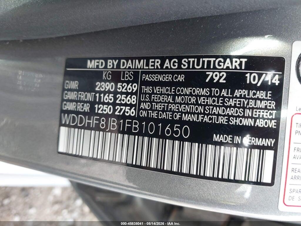 WDDHF8JB1FB101650 2015 MERCEDES-BENZ E 350 photo no. 9